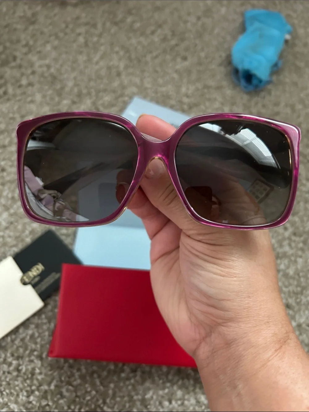 Fendi Women's Red Frame Sunglasses with Red Case